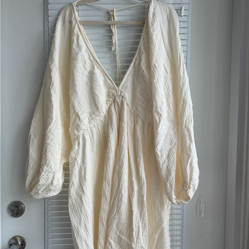 H&M Balloon Sleeve Cream Gauze Dress SZ XXL
